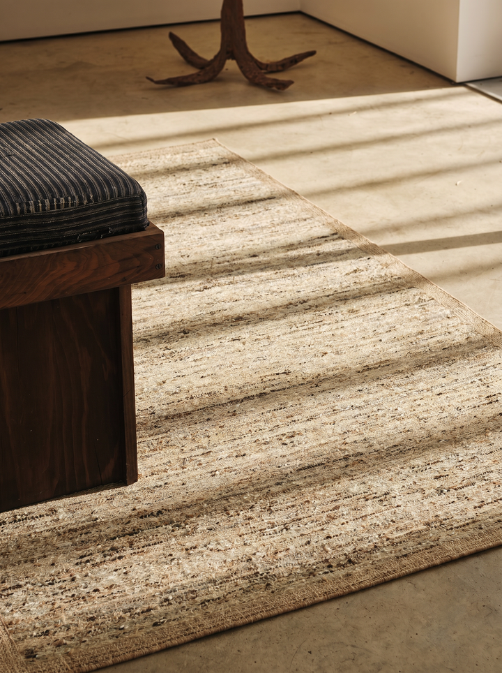 Urumchi %100 Naturel Yün Jüt Karışımı Oturma Odası Salon Koridor Mutfak El Dokuma Halı 01MULTNATURAL - Carpetdocia