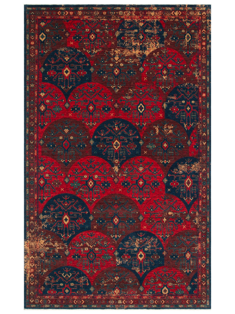 Göbeklitepe Series Handmade Black Loom Carpet with Anatolian Motifs, Made with 100% New Zealand Wool 02REDM