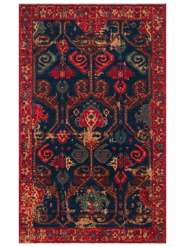 Göbeklitepe Series Handmade Black Loom Carpet with Anatolian Motifs, Made with 100% New Zealand Wool 05REDV