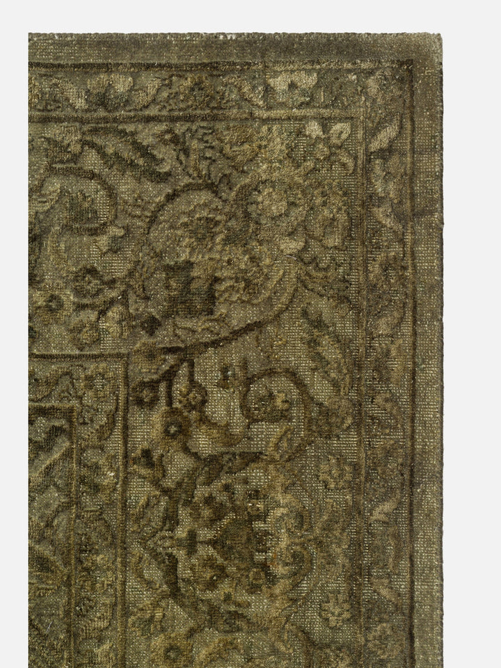 El dokuma Hindistan Jaipur halı Taş Yeşili 193x297 cm doku yakın çekim detay