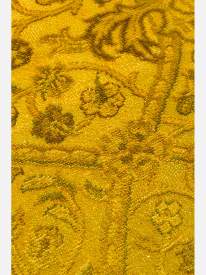 El dokuma Hindistan Jaipur halı Altın Sarı 168x239 cm doku yakın çekim detay