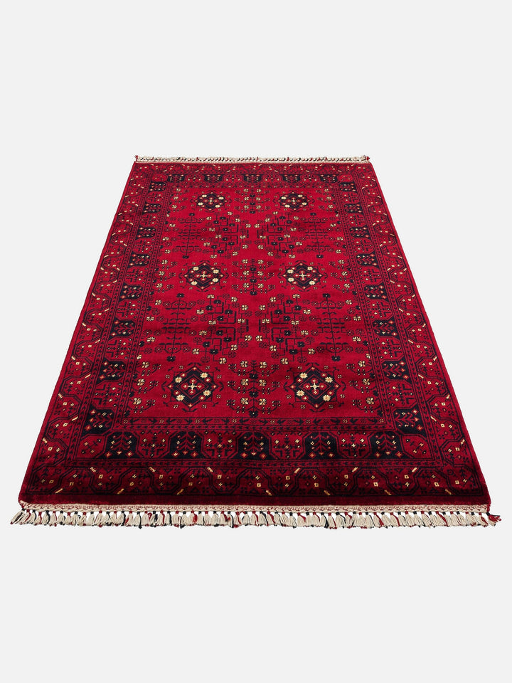 Kabil Afgan Desenli El Emeğiyle Özel Tezgahlarda Üretilen TENCEL™ Uşak Halısı 959 RED - Carpetdocia