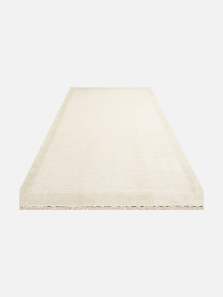 Montenegro Viskon Karışımlı Sade Desenli Sık Dokuma Oturma Odası Salon Koridor Modern Halı 02 CREAM - Carpetdocia