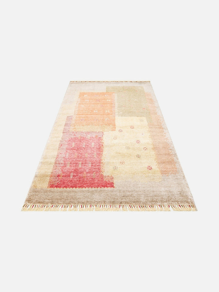 Oushak Carnaval %100 Naturel Kolay Temizlenir El Emeğiyle Üretilen TENCEL™ Modern Uşak Halısı 07 BEIGE AUTUMN - Carpetdocia