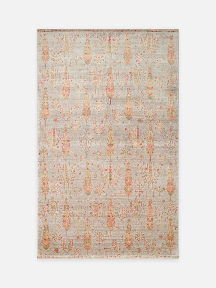 Oushak Carnaval %100 Naturel Kolay Temizlenir El Emeğiyle Üretilen TENCEL™ Modern Uşak Halısı 08 BEIGE AUTUMN - Carpetdocia - kusbakisi