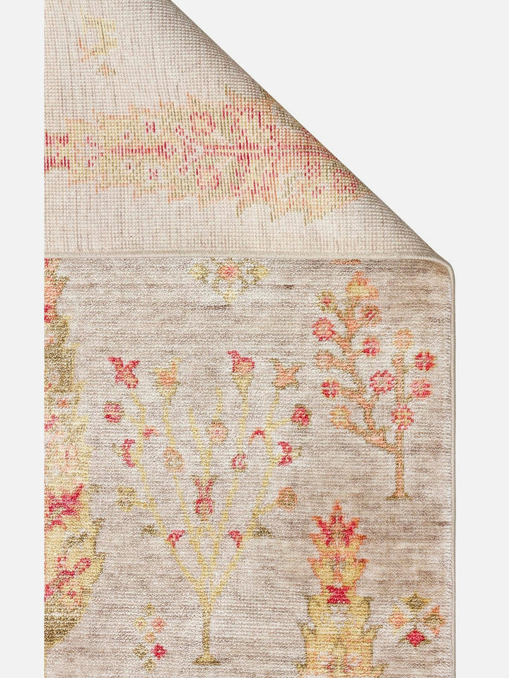 Oushak Carnaval %100 Naturel Kolay Temizlenir El Emeğiyle Üretilen TENCEL™ Modern Uşak Halısı 08 BEIGE AUTUMN - Carpetdocia