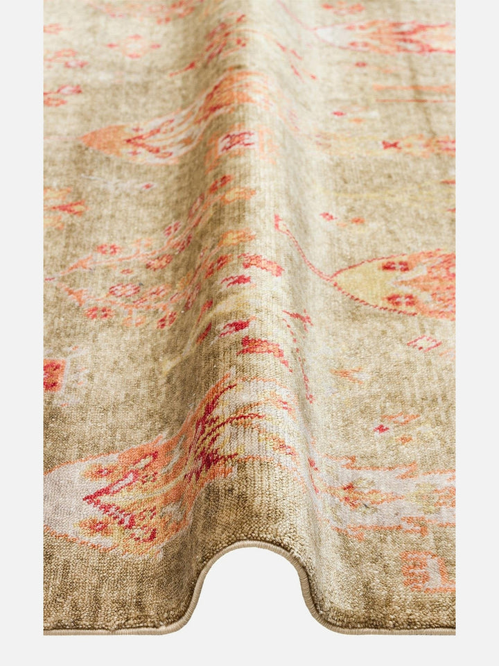 Oushak Carnaval %100 Naturel Kolay Temizlenir El Emeğiyle Üretilen TENCEL™ Modern Uşak Halısı 08 GREEN AUTUMN - Carpetdocia