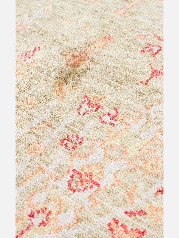 Oushak Carnaval %100 Naturel Kolay Temizlenir El Emeğiyle Üretilen TENCEL™ Modern Uşak Halısı 08 GREEN AUTUMN - Carpetdocia