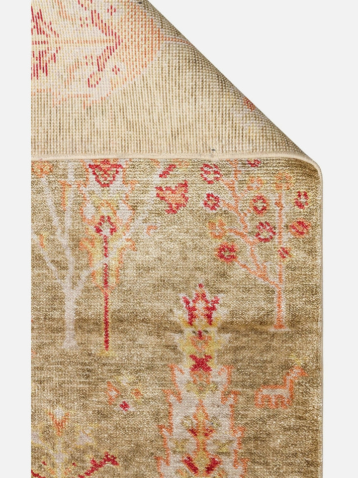 Oushak Carnaval %100 Naturel Kolay Temizlenir El Emeğiyle Üretilen TENCEL™ Modern Uşak Halısı 08 GREEN AUTUMN - Carpetdocia