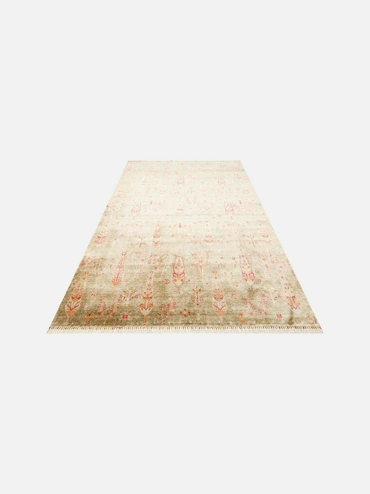 Oushak Carnaval %100 Naturel Kolay Temizlenir El Emeğiyle Üretilen TENCEL™ Modern Uşak Halısı 08 GREEN AUTUMN - Carpetdocia