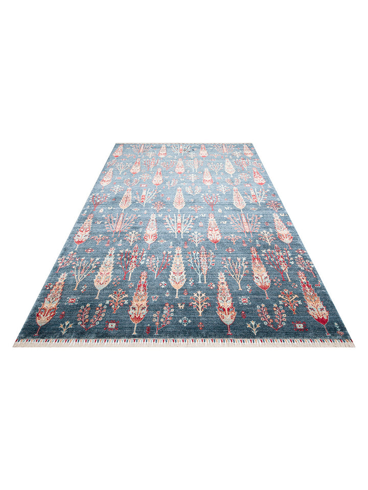 Oushak Carnaval 100% Natural Easy to Clean Handcrafted TENCEL™ Modern Uşak Rug 08 NAVY TURQUOISE