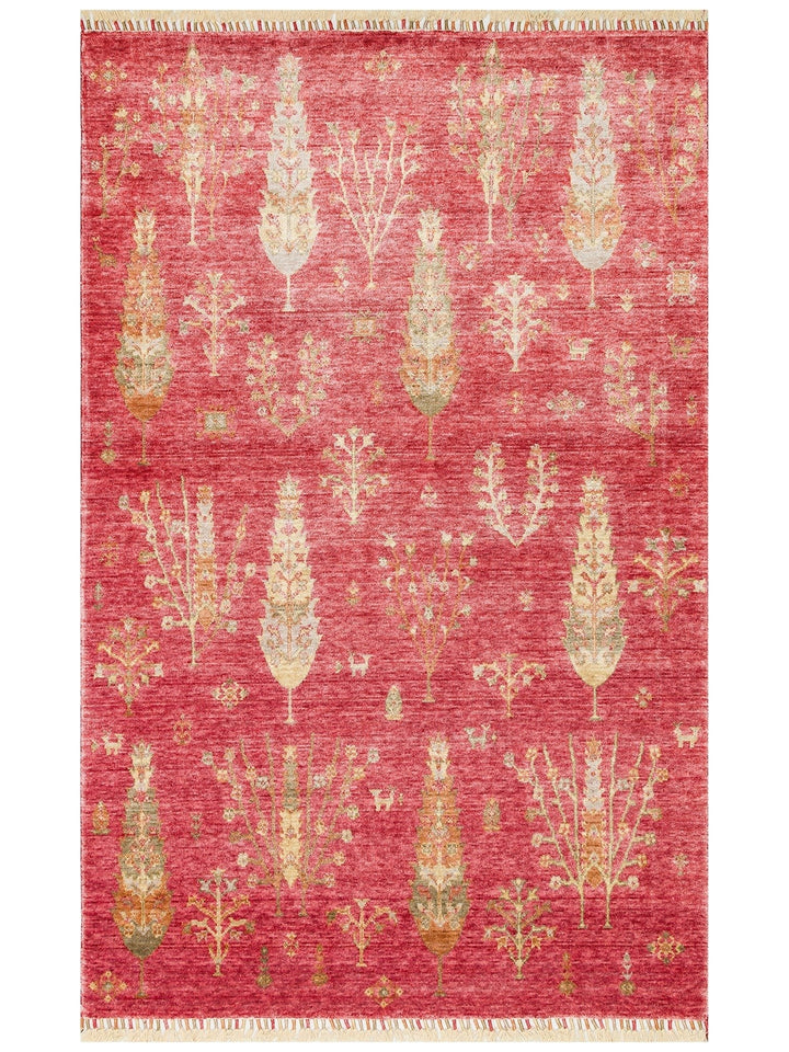 Oushak Carnaval 100% Natural Easy to Clean Handcrafted TENCEL™ Modern Uşak Carpet 08 RED AUTUMN
