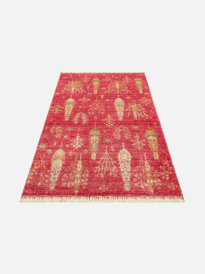 Oushak Carnaval %100 Naturel Kolay Temizlenir El Emeğiyle Üretilen TENCEL™ Modern Uşak Halısı 08 RED AUTUMN - Carpetdocia