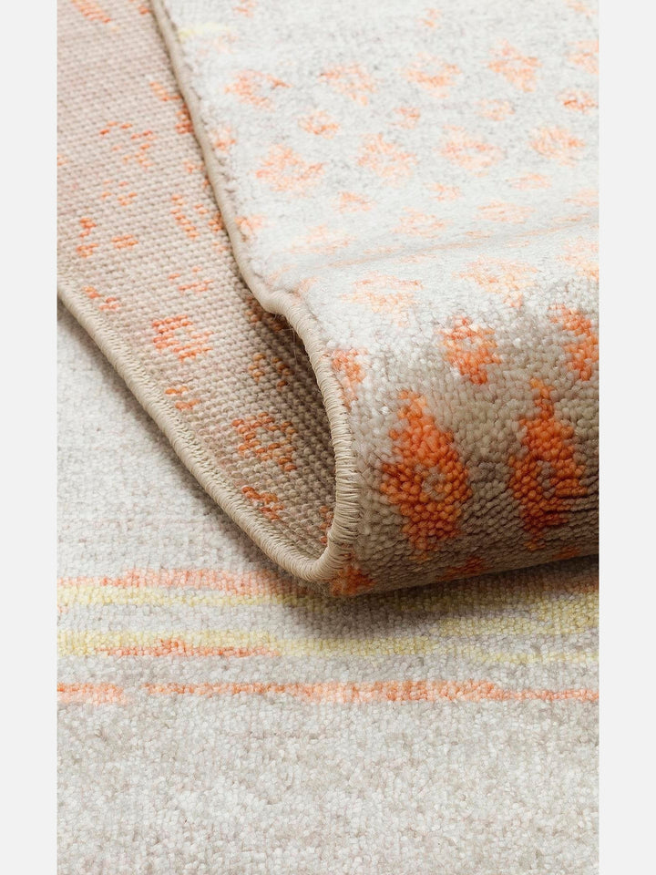 Oushak Carnaval %100 Naturel Kolay Temizlenir El Emeğiyle Üretilen TENCEL™ Modern Uşak Halısı 15 BEIGE AUTUMN - Carpetdocia