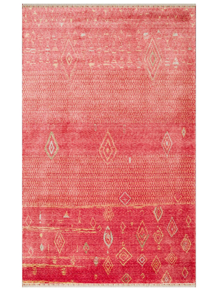 Oushak Carnaval 100% Natural Easy to Clean Handmade TENCEL™ Modern Uşak Carpet ZR 15 RED AUTUMN