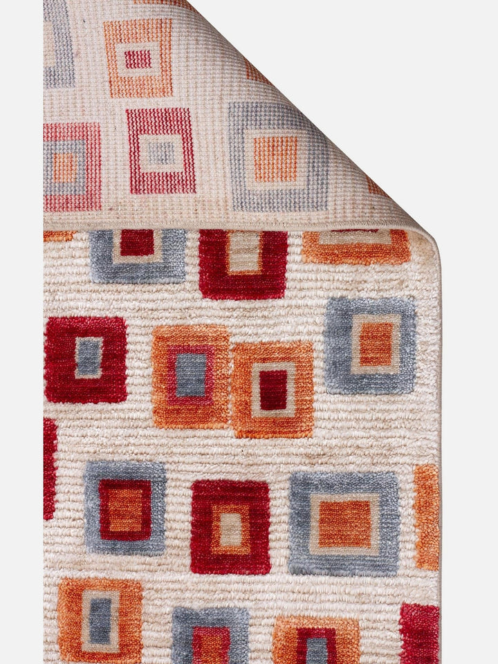 Oushak Carnaval %100 Naturel Kolay Temizlenir El Emeğiyle Üretilen TENCEL™ Modern Uşak Halısı 21 BEIGE MULTY - Carpetdocia