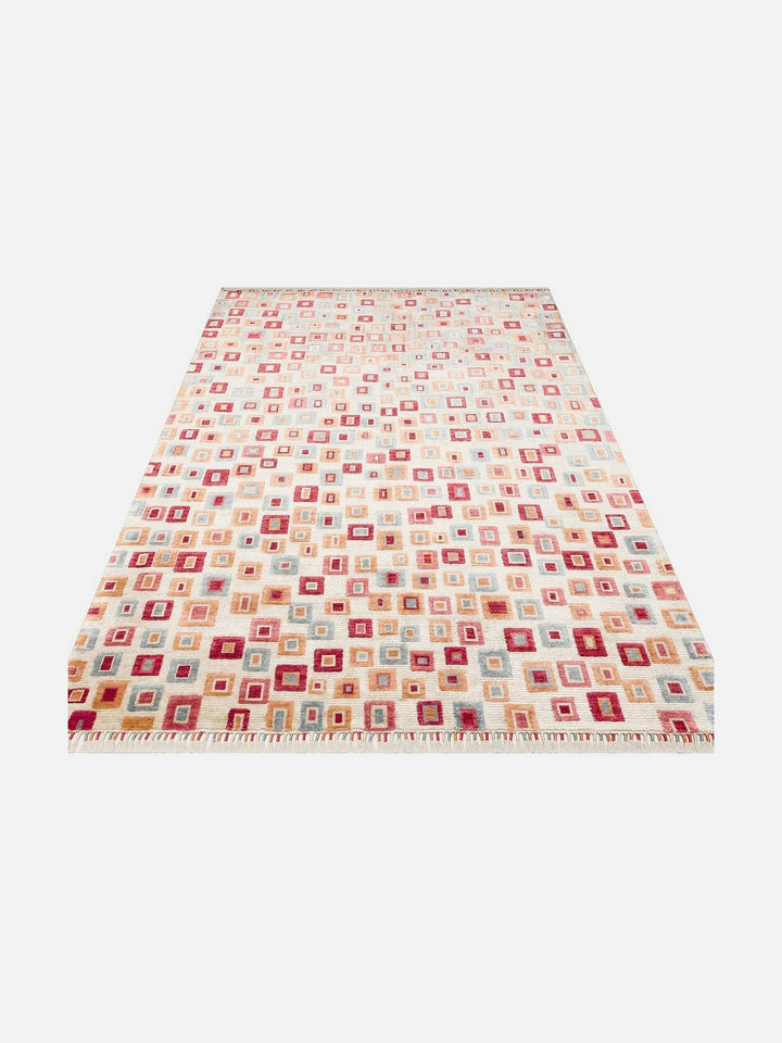 Oushak Carnaval %100 Naturel Kolay Temizlenir El Emeğiyle Üretilen TENCEL™ Modern Uşak Halısı 21 BEIGE MULTY - Carpetdocia