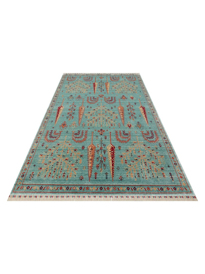 Oushak Carnaval 100% Natural Easy to Clean Handcrafted TENCEL™ Modern Uşak Rug 22 TURQUOISE