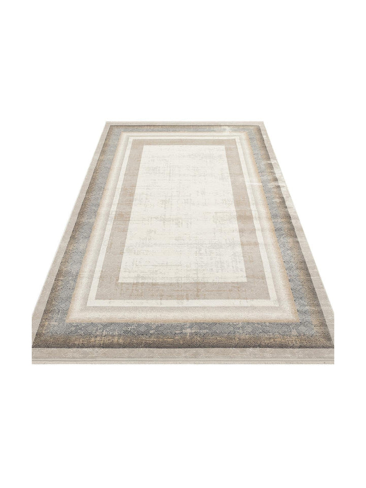 Cairo Serisi Extra Yumuşak Dokulu Sık Dokuma Modern Desenlere Sahip Şık Salon Halısı 08 CREAM GREY - Carpetdocia