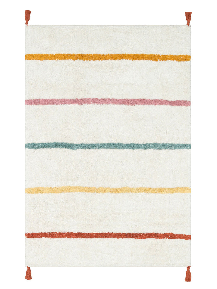 Cotton Baby %100 Naturel Pamuk Yıkanabilir Kaymaz Tabanlı Bebek Halısı 01 MULTY XW - Carpetdocia