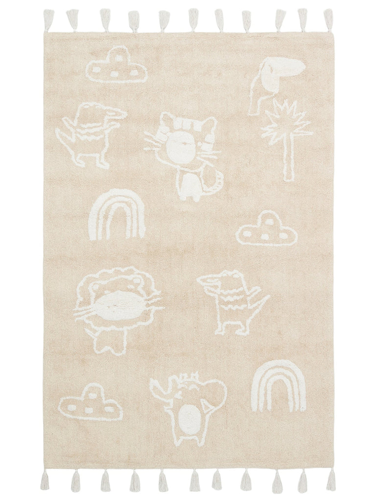 Cotton Baby 100% Natural Cotton Washable Non-Slip Based Baby Rug 16 BEIGE XXW