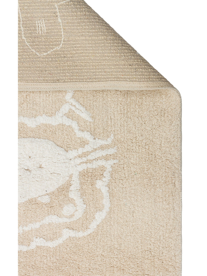 Cotton Baby %100 Naturel Pamuk Yıkanabilir Kaymaz Tabanlı Bebek Halısı 16 BEIGE XXW - Carpetdocia