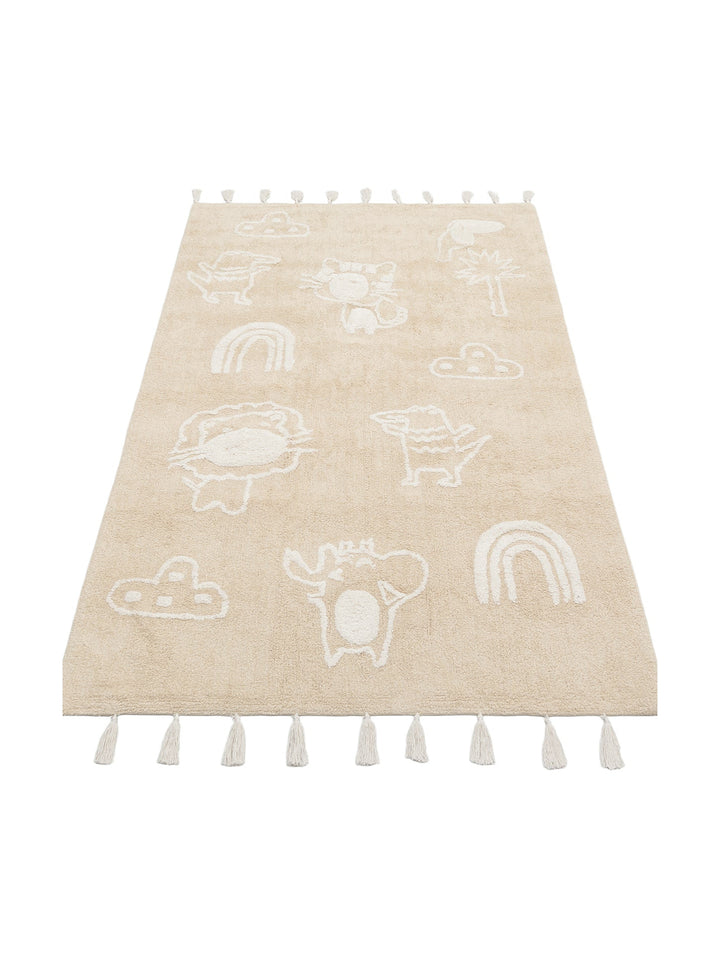 Cotton Baby %100 Naturel Pamuk Yıkanabilir Kaymaz Tabanlı Bebek Halısı 16 BEIGE XXW - Carpetdocia