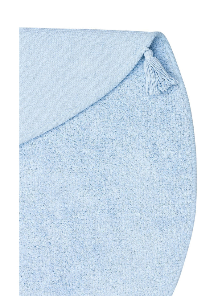 Cotton Baby %100 Naturel Pamuk Yıkanabilir Kaymaz Tabanlı Bebek Halısı PLAIN BLUE Q - Carpetdocia