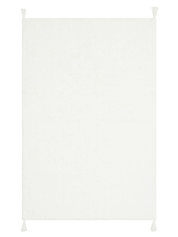 Cotton Baby %100 Naturel Pamuk Yıkanabilir Kaymaz Tabanlı Bebek Halısı PLAIN WHITE - Carpetdocia