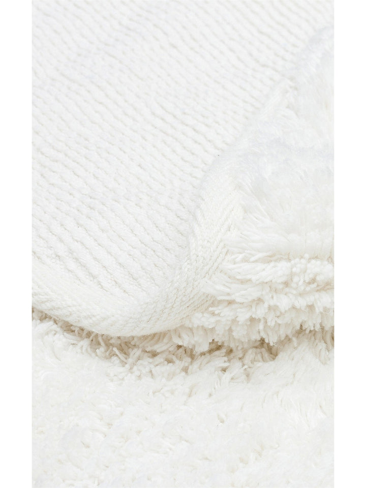 Cotton Baby %100 Naturel Pamuk Yıkanabilir Kaymaz Tabanlı Bebek Halısı PLAIN WHITE Q - Carpetdocia