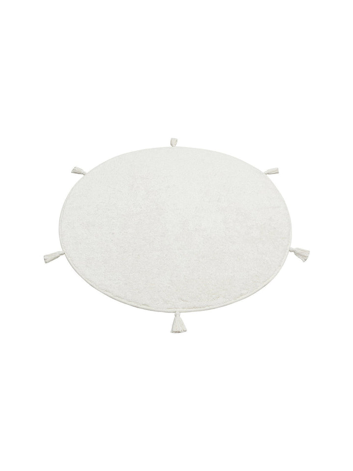 Cotton Baby %100 Naturel Pamuk Yıkanabilir Kaymaz Tabanlı Bebek Halısı PLAIN WHITE Q - Carpetdocia
