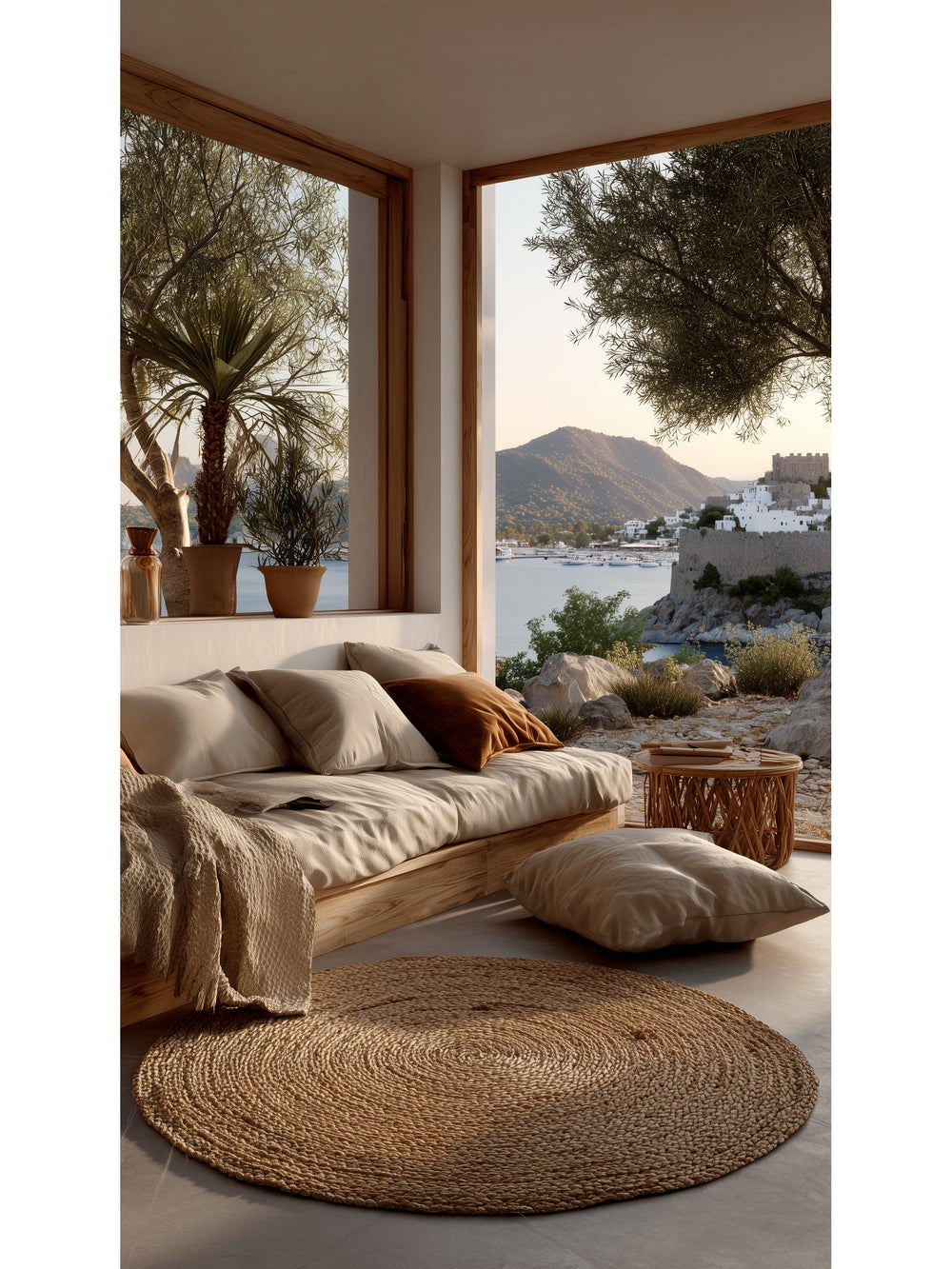 Crown Jüt %100 Naturel El Dokuma Oturma Odası Koridor Antre Mutfak Balkon Hasır Halı 01R NATURAL - Carpetdocia