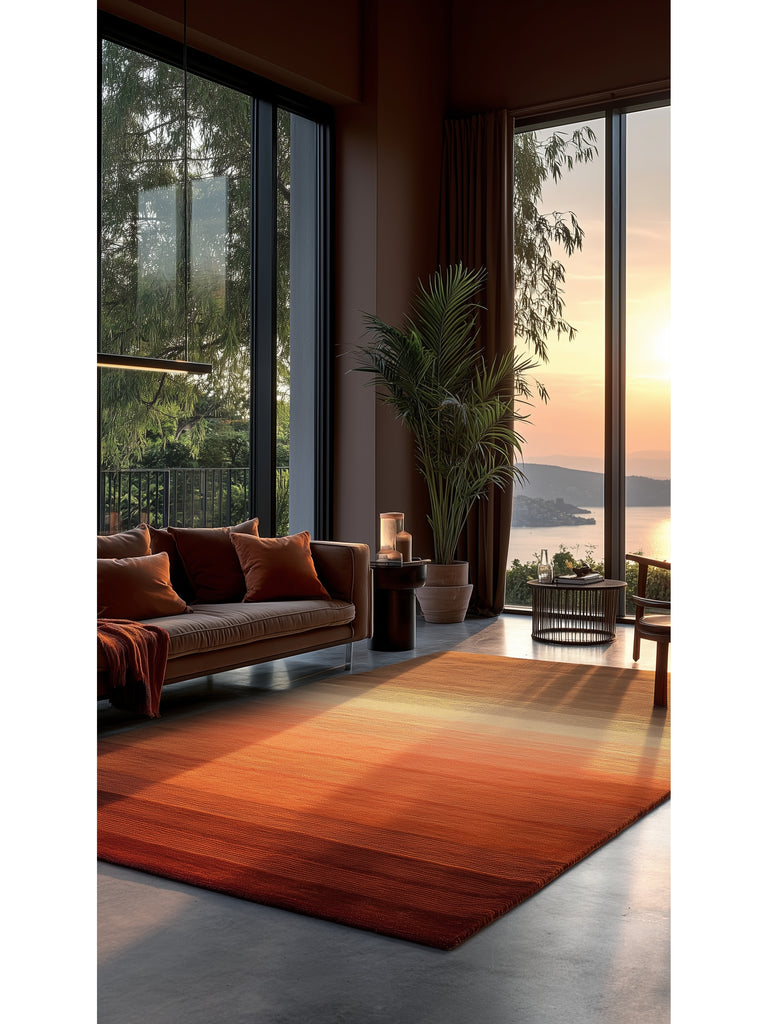 Donatella Series 100% New Zealand Wool Hand Woven Gradient Living Room Carpet JAM BROWN