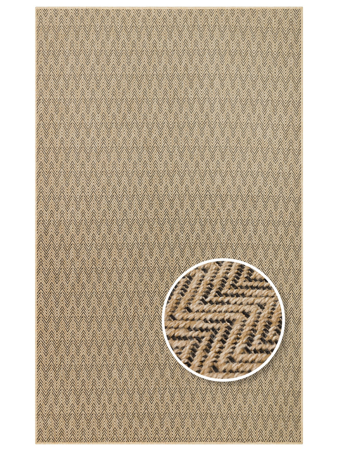 Dream İç ve Dış Mekan Kullanımına Uygun Kolay Temizlenebilir Sisal Görünümlü Halı 02 NATURAL BLACKXW - Carpetdocia