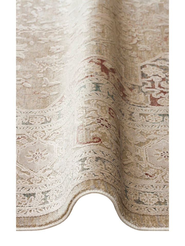 Golden Serisi %100 Naturel Yumuşak Dokulu Vintage Esintilere Sahip Sık Dokuma Salon Halısı 02 BEIGE - Carpetdocia