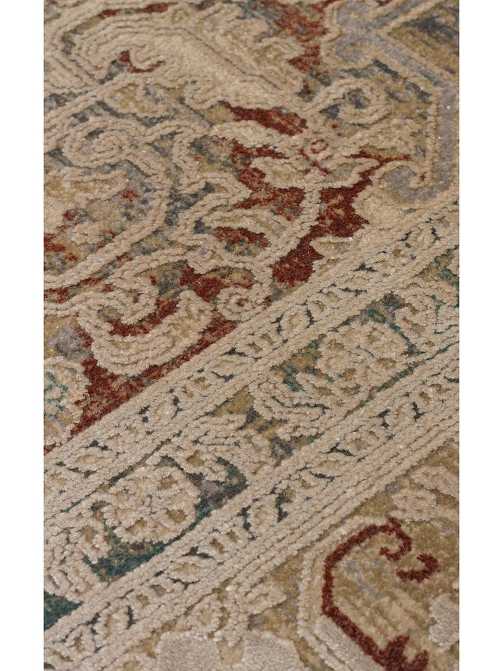 Golden Serisi %100 Naturel Yumuşak Dokulu Vintage Esintilere Sahip Sık Dokuma Salon Halısı 02 BEIGE - Carpetdocia