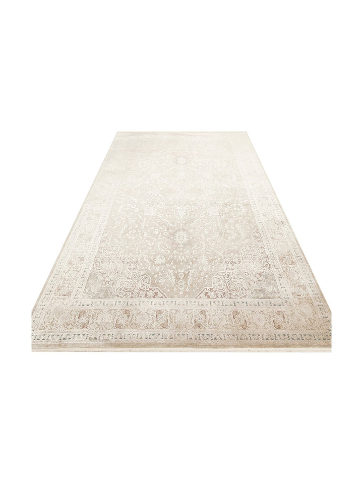 Golden Serisi %100 Naturel Yumuşak Dokulu Vintage Esintilere Sahip Sık Dokuma Salon Halısı 02 BEIGE - Carpetdocia