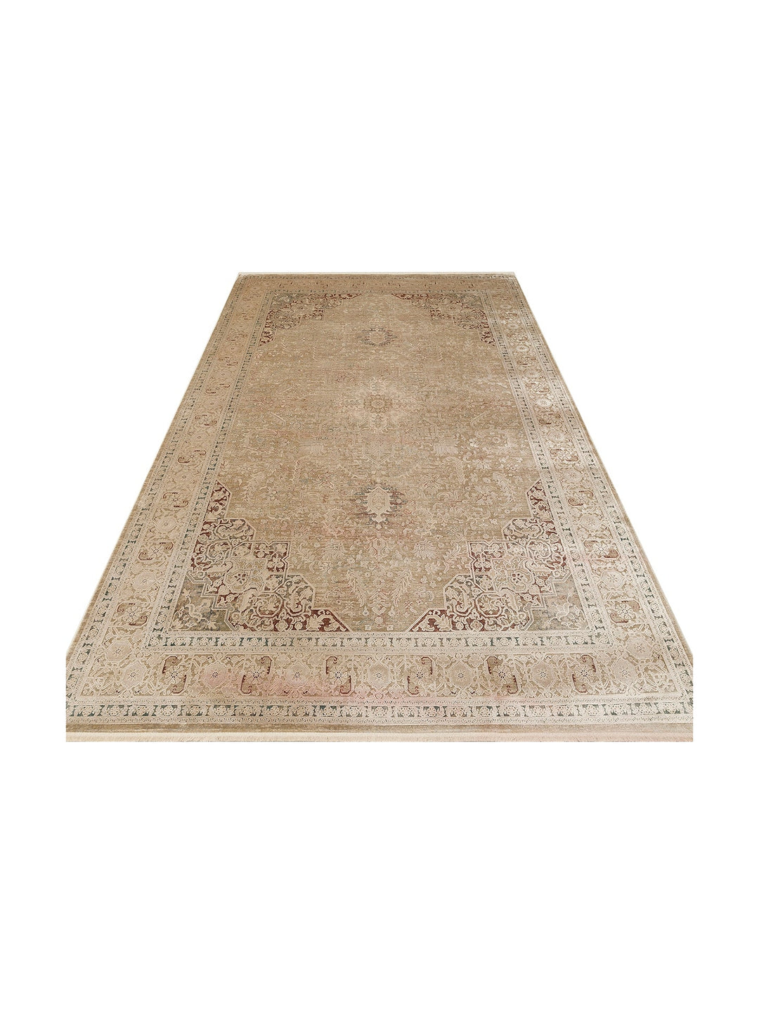 Golden Serisi %100 Naturel Yumuşak Dokulu Vintage Esintilere Sahip Sık Dokuma Salon Halısı 02 BEIGE - Carpetdocia