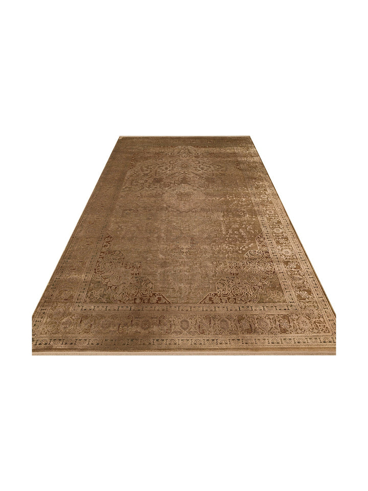 Golden Serisi %100 Naturel Yumuşak Dokulu Vintage Esintilere Sahip Sık Dokuma Salon Halısı 02 BRONZE - Carpetdocia
