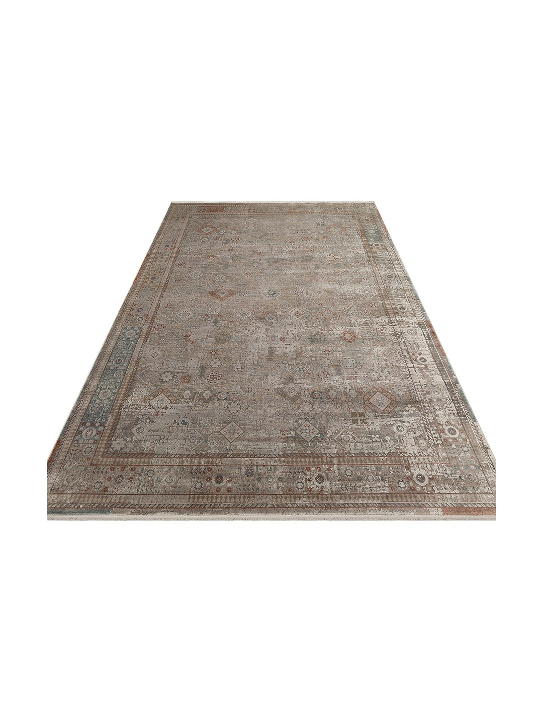 Golden Serisi %100 Naturel Yumuşak Dokulu Vintage Esintilere Sahip Sık Dokuma Salon Halısı 03 GREY - Carpetdocia
