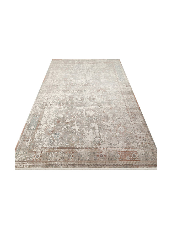 Golden Serisi %100 Naturel Yumuşak Dokulu Vintage Esintilere Sahip Sık Dokuma Salon Halısı 03 GREY - Carpetdocia