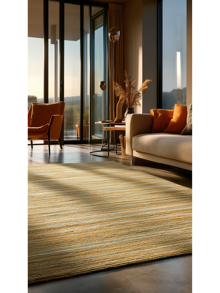 Helsinki Series 100% Natural Wool and Viscose Hand Woven Modern Scandinavian Living Room Carpet LIME