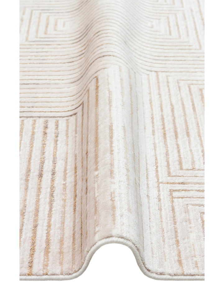 Kylie Serisi Salon Oturma Odası Koridor Antre Parlak ve Sade Modern Halı 02 VIZON BEIGE - Carpetdocia