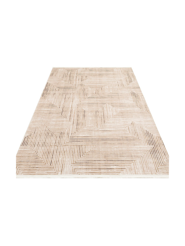 Kylie Serisi Salon Oturma Odası Koridor Antre Parlak ve Sade Modern Halı 02 VIZON BEIGE - Carpetdocia