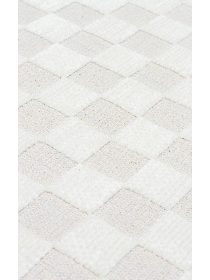 Lino Serisi Mutfak Oturma Odası Salon Antre Koridor Yıkanabilir Kaymaz Taban Pamuklu Kilim 02 CREAM - Carpetdocia