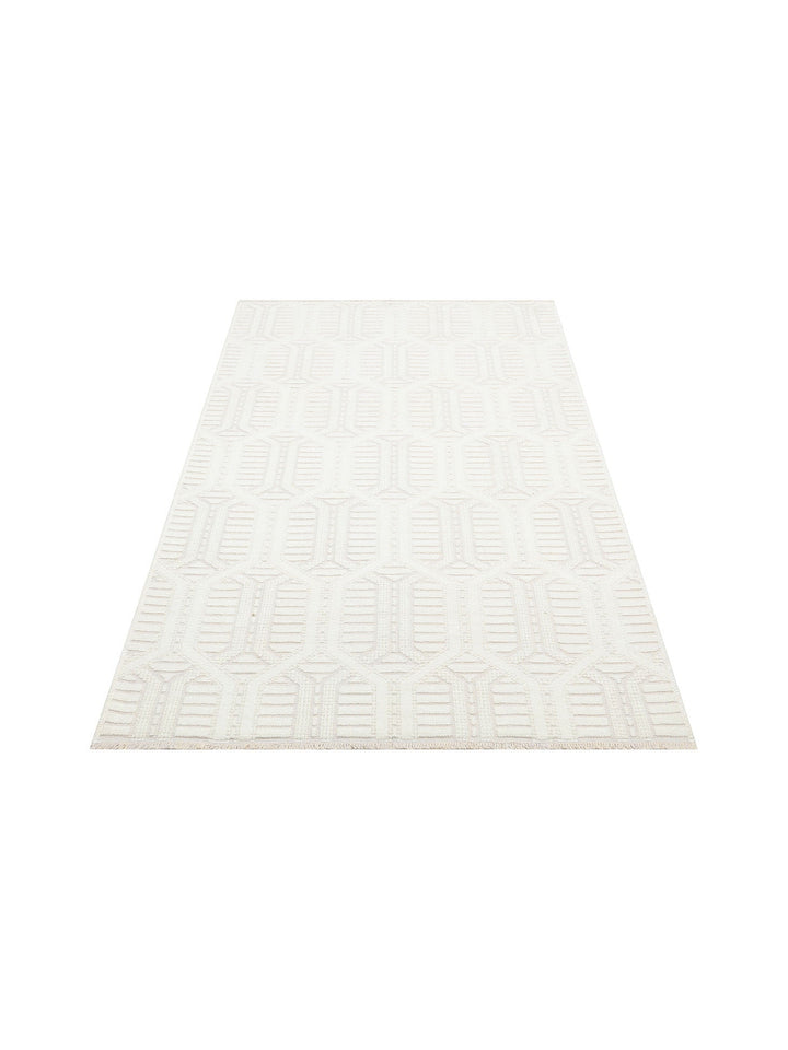 Lino Serisi Mutfak Oturma Odası Salon Antre Koridor Yıkanabilir Kaymaz Taban Pamuklu Kilim 03 CREAM - Carpetdocia