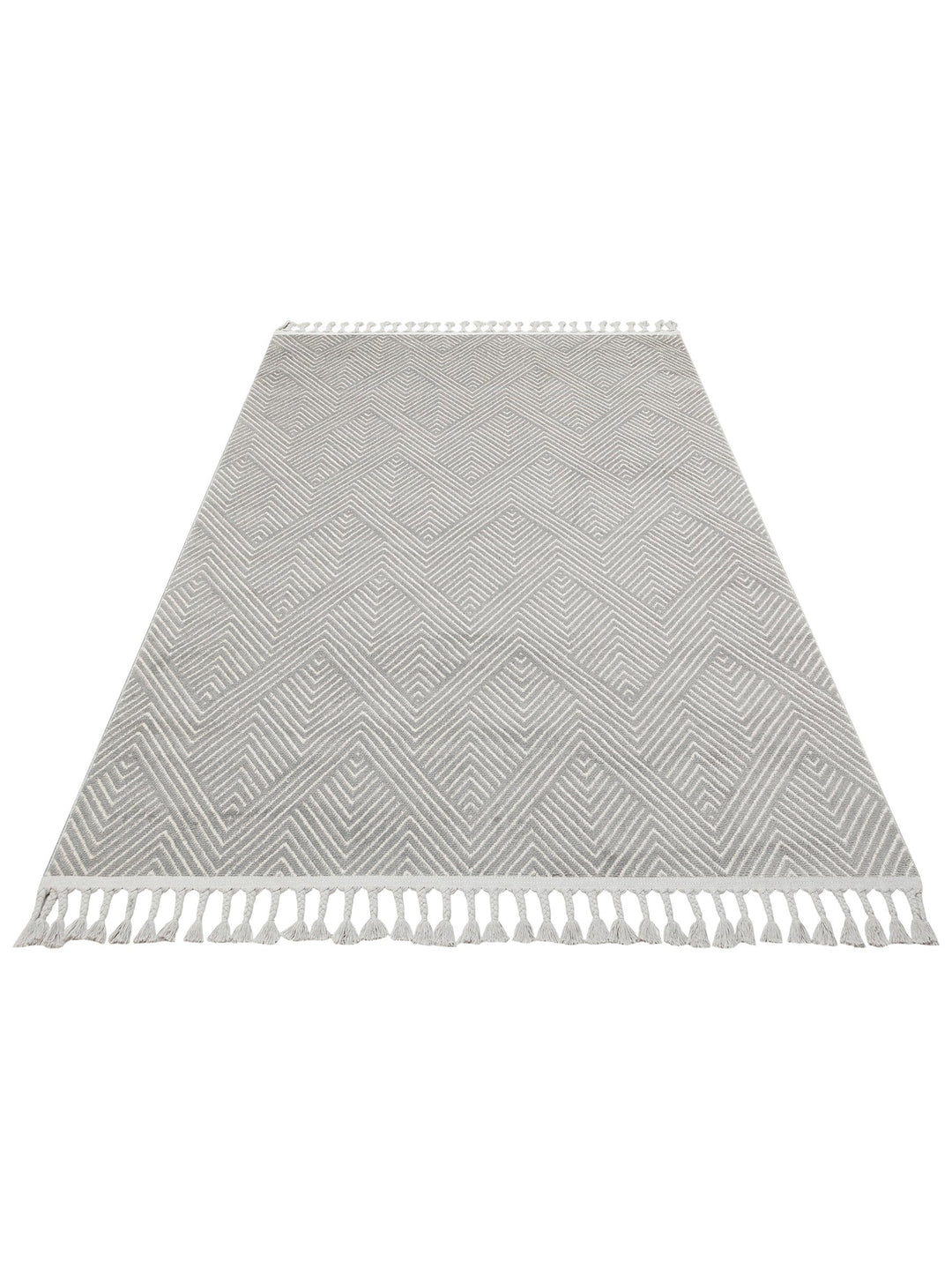 Lounge Serisi Etnik Desenlere Sahip Salon Oturma Odası Koridor Yumuşak Modern Halı 01 GREY WHITE - Carpetdocia