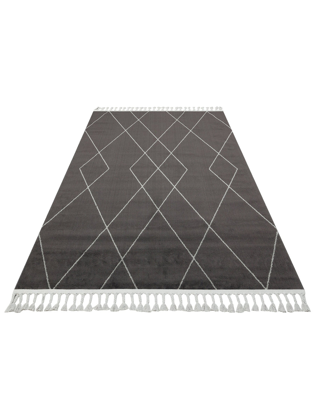 Lounge Serisi Etnik Desenlere Sahip Salon Oturma Odası Koridor Yumuşak Modern Halı 02 BLACK GREY - Carpetdocia