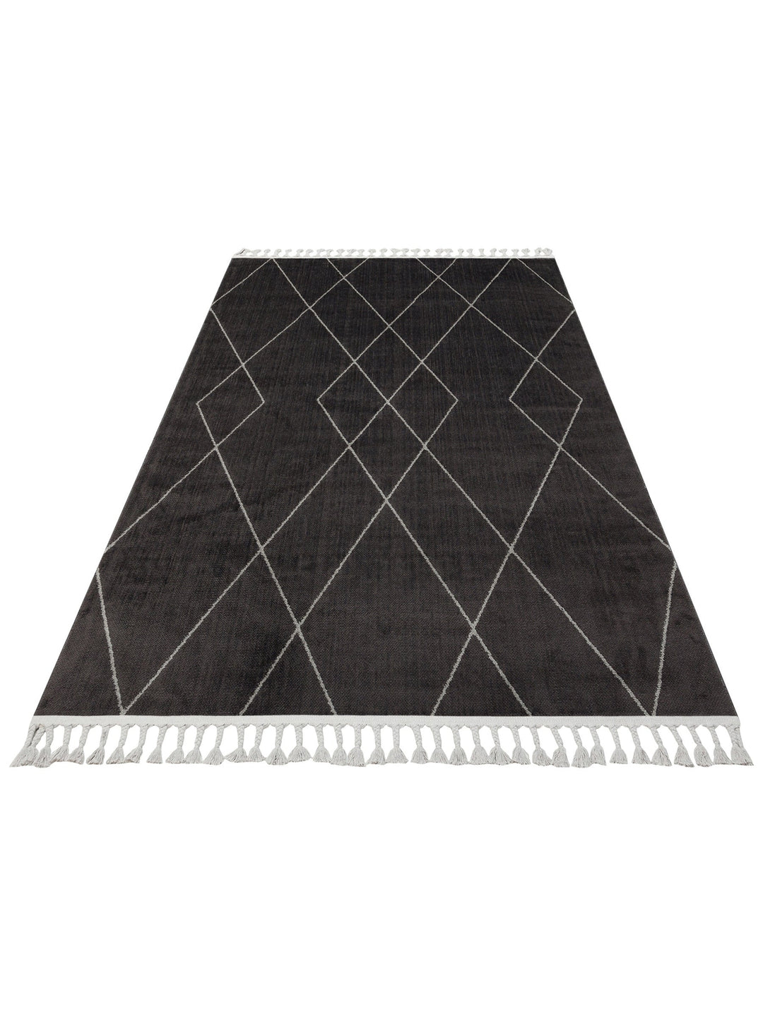 Lounge Serisi Etnik Desenlere Sahip Salon Oturma Odası Koridor Yumuşak Modern Halı 02 BLACK GREY - Carpetdocia