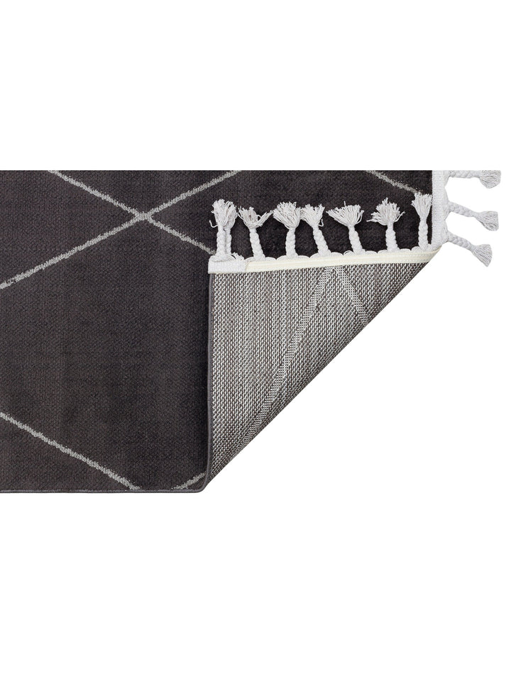 Lounge Serisi Etnik Desenlere Sahip Salon Oturma Odası Koridor Yumuşak Modern Halı 02 BLACK GREY - Carpetdocia
